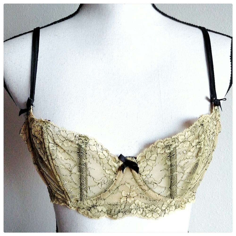 4/$25 Victoria's Secret Green Lace Unlined Bra